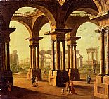 Antonio Joli Cappricio Of Roman Ruins with Classical Figures painting